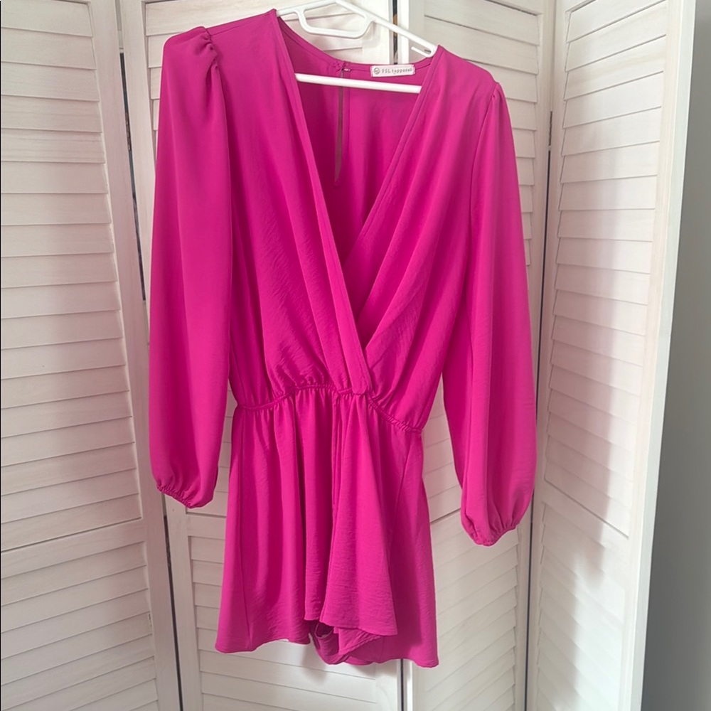 Vibrant Pink Long Sleeve Romper